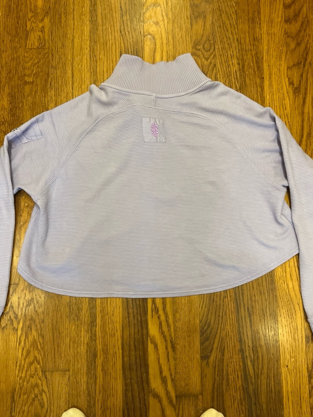 Free People Ribbed Snap-Front Mock Neck Top in Light Lavender - Picture 3 of 3